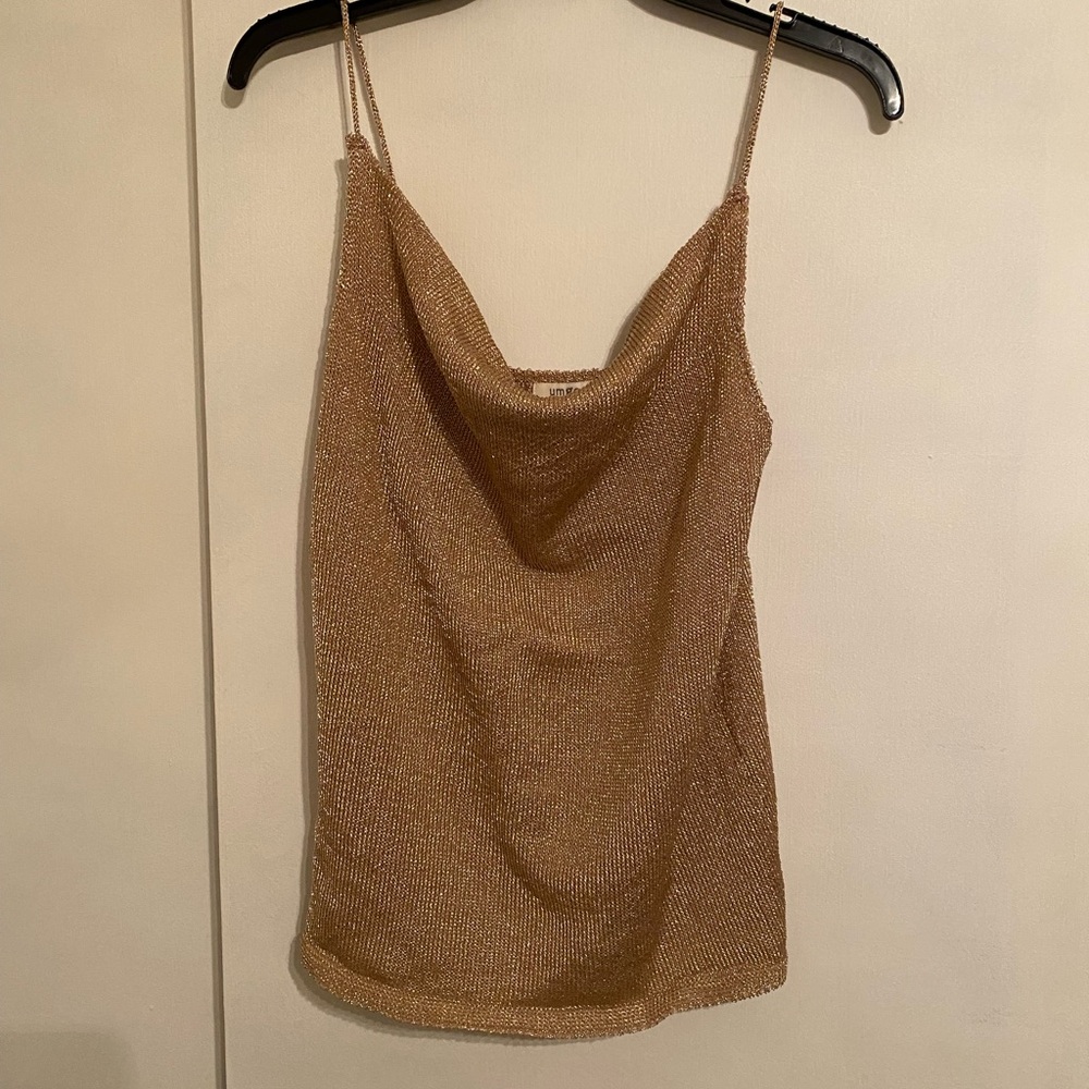 Umgee Women’s (S) Lurex Cowl Neckline Rose Gold Shimmer Camisole /Tank Top